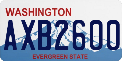 WA license plate AXB2600