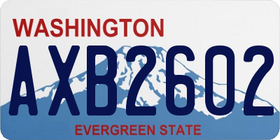 WA license plate AXB2602