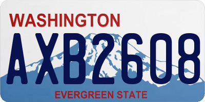 WA license plate AXB2608