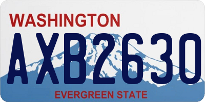 WA license plate AXB2630