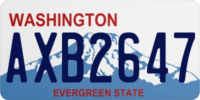 WA license plate AXB2647