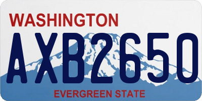 WA license plate AXB2650