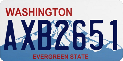 WA license plate AXB2651