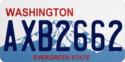 WA license plate AXB2662
