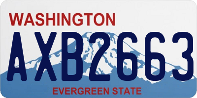 WA license plate AXB2663
