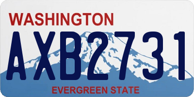 WA license plate AXB2731