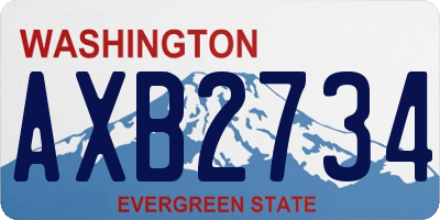 WA license plate AXB2734