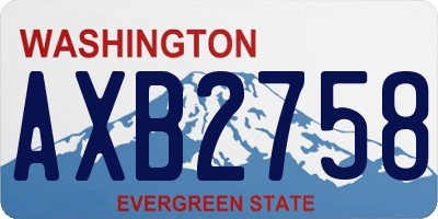 WA license plate AXB2758