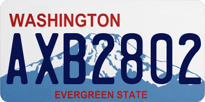 WA license plate AXB2802