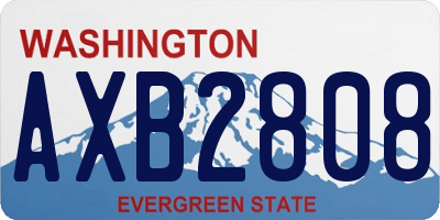 WA license plate AXB2808