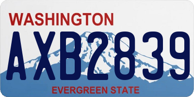 WA license plate AXB2839