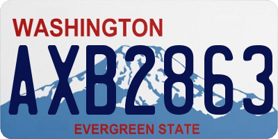 WA license plate AXB2863