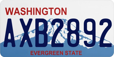 WA license plate AXB2892