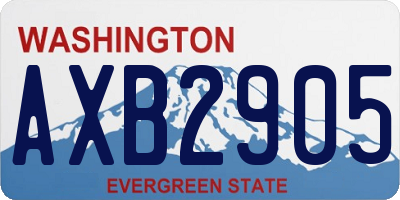 WA license plate AXB2905