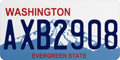 WA license plate AXB2908
