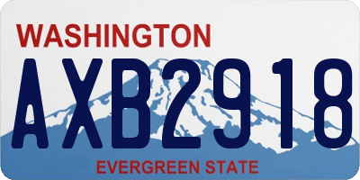 WA license plate AXB2918