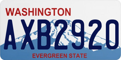 WA license plate AXB2920