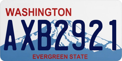 WA license plate AXB2921