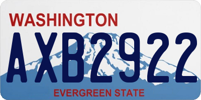 WA license plate AXB2922