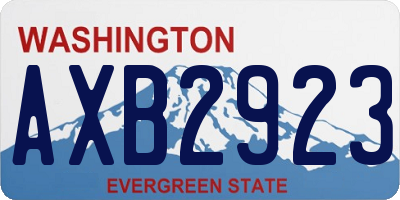 WA license plate AXB2923