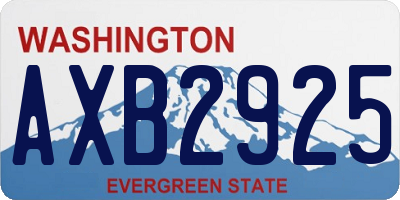 WA license plate AXB2925