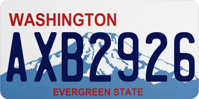 WA license plate AXB2926