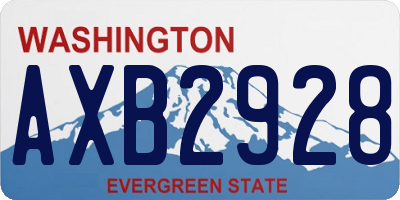 WA license plate AXB2928