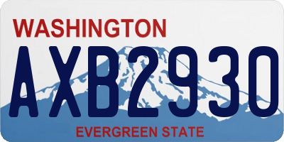 WA license plate AXB2930