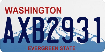 WA license plate AXB2931