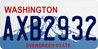 WA license plate AXB2932