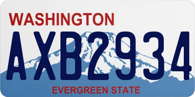 WA license plate AXB2934
