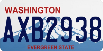 WA license plate AXB2938