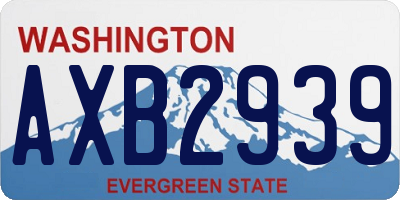 WA license plate AXB2939