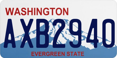 WA license plate AXB2940