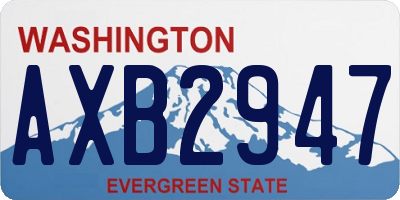 WA license plate AXB2947