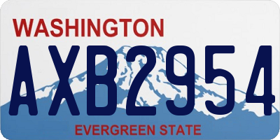WA license plate AXB2954