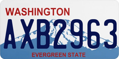 WA license plate AXB2963