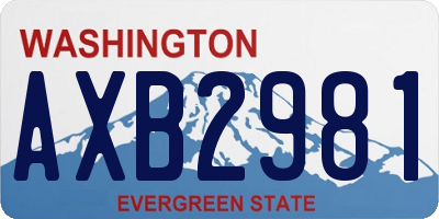 WA license plate AXB2981