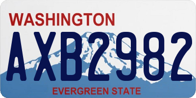 WA license plate AXB2982