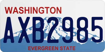 WA license plate AXB2985