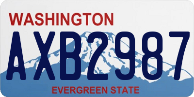 WA license plate AXB2987