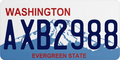 WA license plate AXB2988