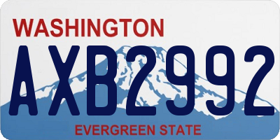 WA license plate AXB2992