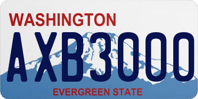 WA license plate AXB3000
