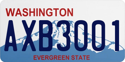 WA license plate AXB3001