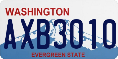 WA license plate AXB3010