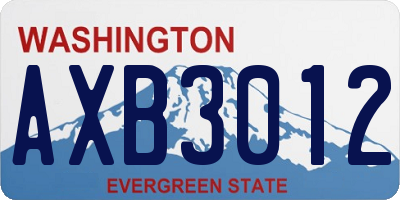 WA license plate AXB3012