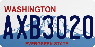 WA license plate AXB3020