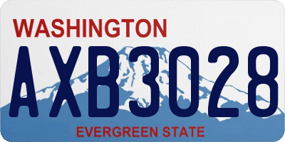 WA license plate AXB3028
