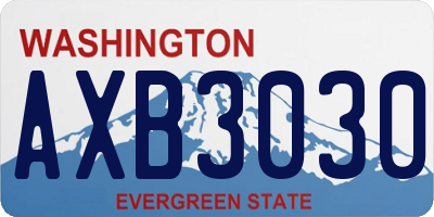 WA license plate AXB3030